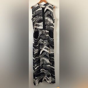 Emerson Fry Maxi Black and White Maxi Dress Abstract Print Women’s Medium